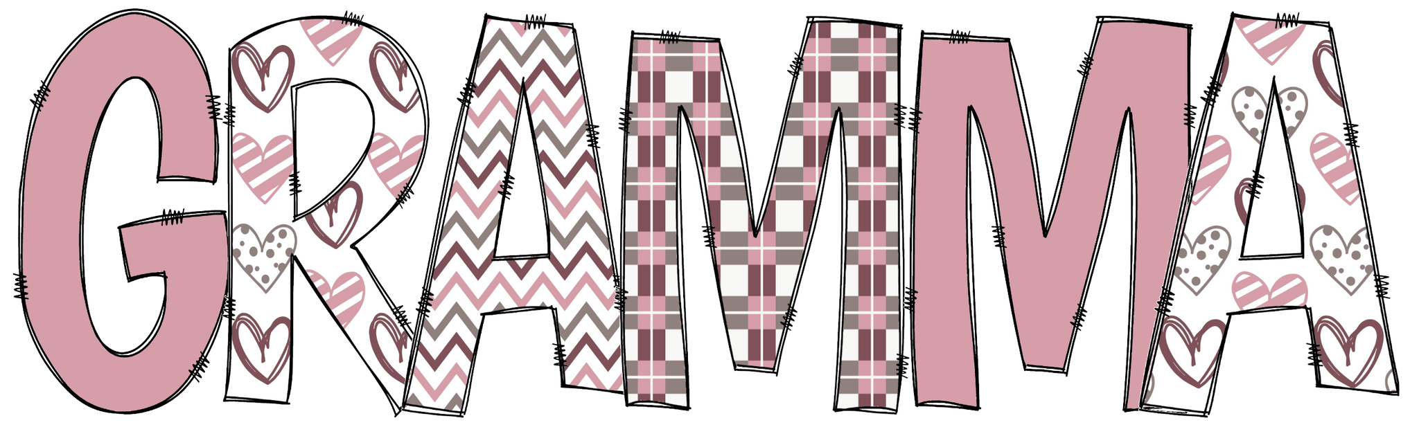 Pink Patterned Gramma T-Shirt Print