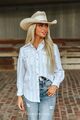 Ladies Striped Pearl Snap Shirt