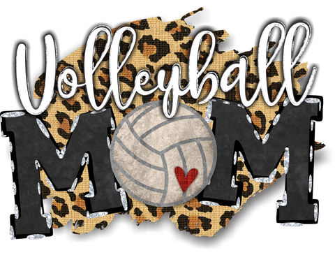 Volleyball Mom Black Leopard Print