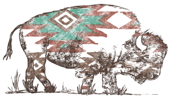 Aztec Bison Print