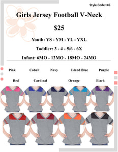 Youth Jersey V-Neck Football Tee