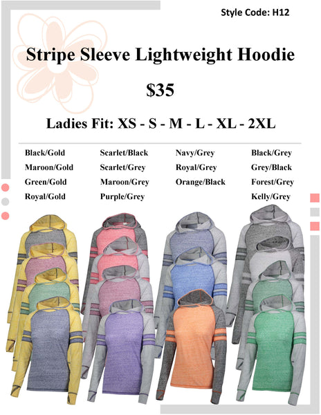 Striped Sleeve Lightweight Hoodie