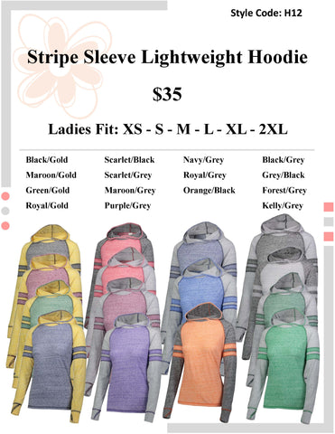 Striped Sleeve Lightweight Hoodie