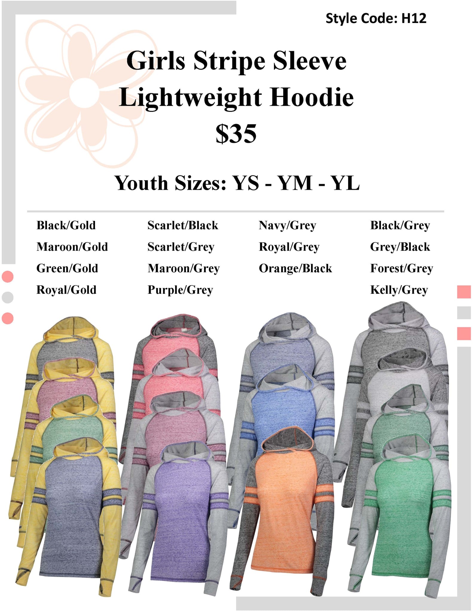 Youth Striped Sleeve Lightweight Hoodie