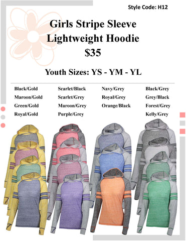 Youth Striped Sleeve Lightweight Hoodie