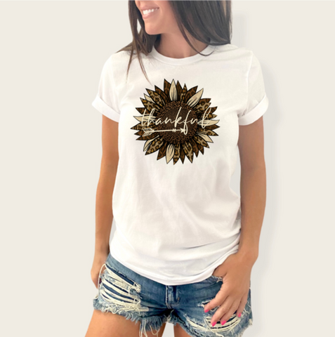 Leopard Thankful Sunflower Transfer