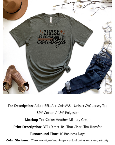 Chase Dreams Not Cowboys T-Shirt Pack