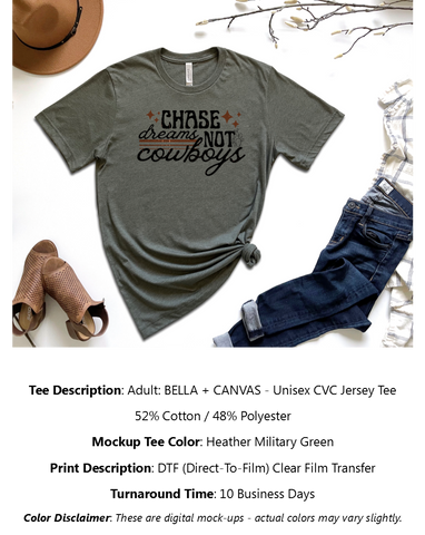 Chase Dreams Not Cowboys T-Shirt Pack