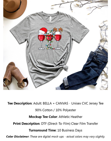 Christmas Light Wine Glasses T-Shirt Pack