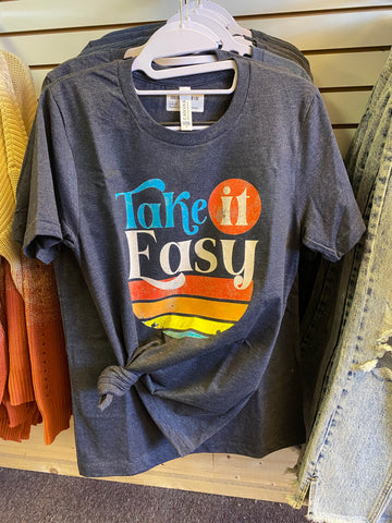 Take It Easy Vintage Navy Unisex Soft Tee