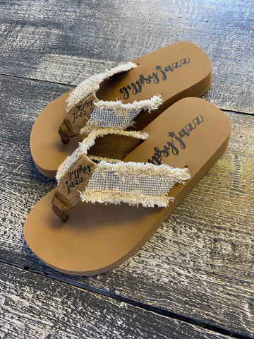 Gypsy Jazz Bling Tan Flip Flops