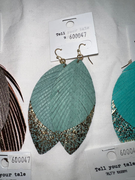 Leather Feather Earrings