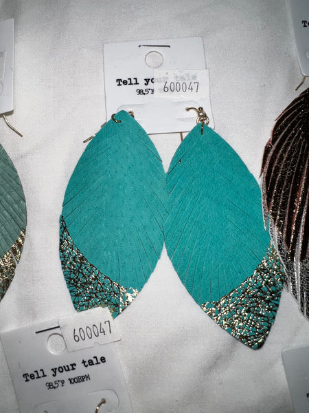 Leather Feather Earrings