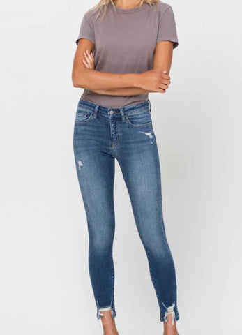 Vervet MidRise Distressed Hem Skinny Jean