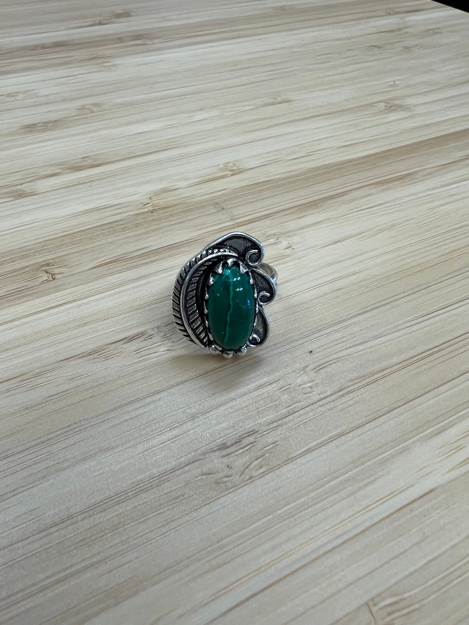 Emerald Feather Ring