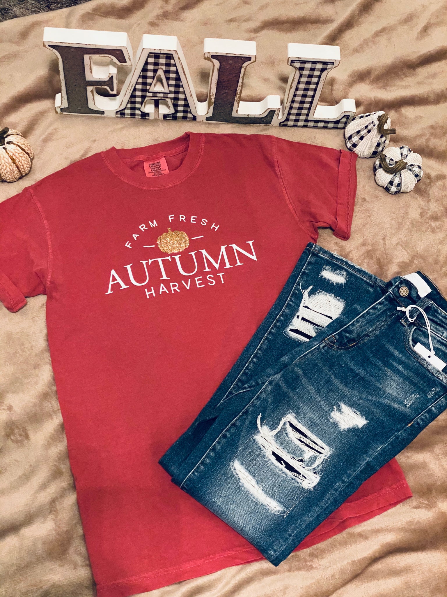 Autumn Harvest Vintage Red Tee