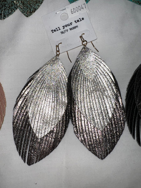 Leather Feather Earrings