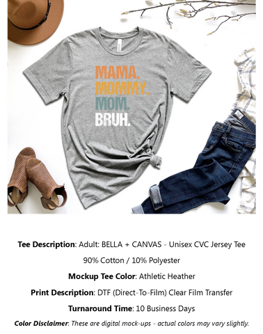 Mama Mommy Mom Bruh T-Shirt Pack