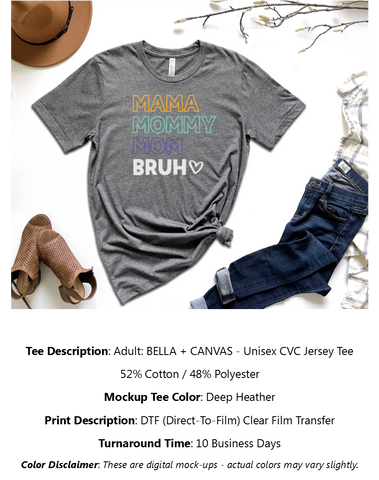 Mama Mommy Mom Bruh Outline T-Shirt Pack