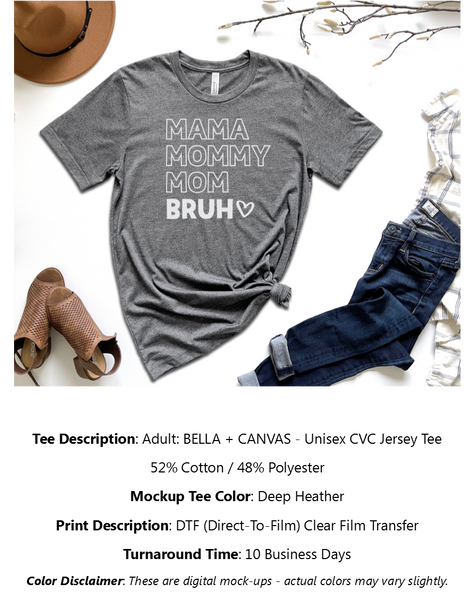 Mama Mommy Mom Bruh Outline T-Shirt Pack