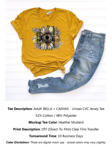 Mustard Plaid Sunflower T-Shirt Pack