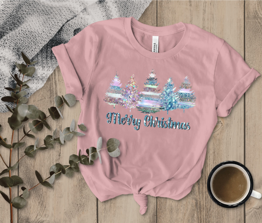 Pastel Christmas Trees Print