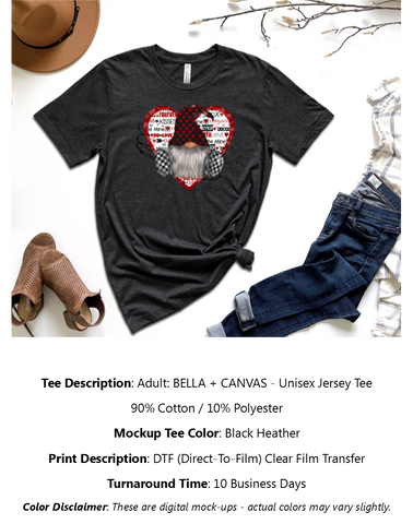 Red Heart Valentine Gnome T-Shirt Pack