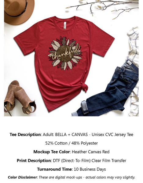 Red Leopard Thankful Sunflower T-Shirt Pack