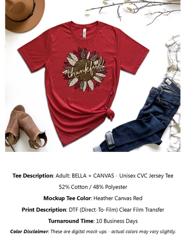Red Leopard Thankful Sunflower T-Shirt Pack