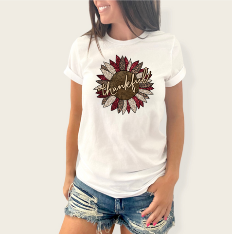Red Leopard Thankful Sunflower Transfer