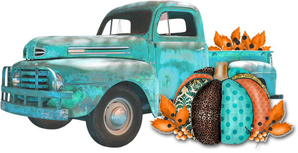 Turquoise Truck Fall Print