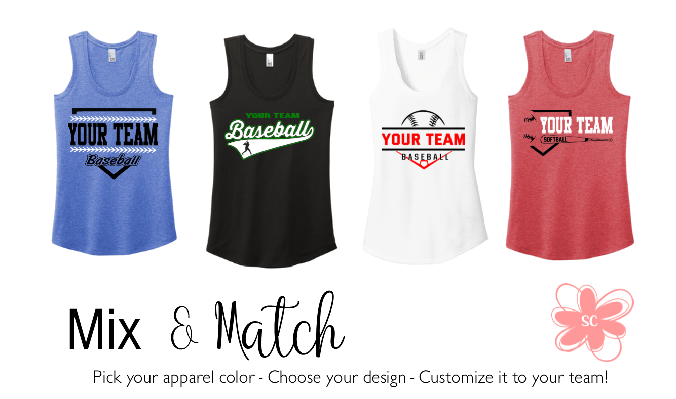 Customizable Team Baseball Tri Racerback Tank