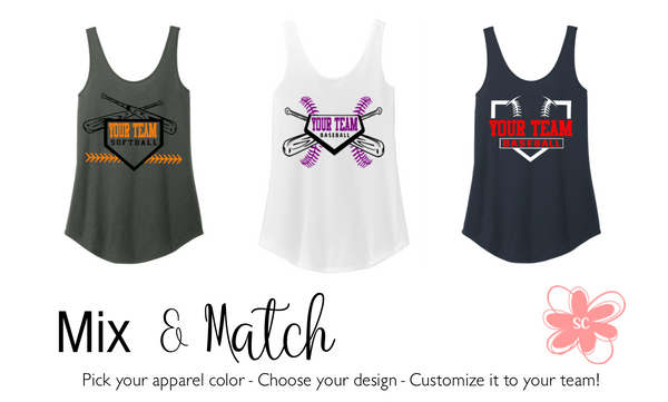 Customizable Team Baseball Womens Relaxed Tank