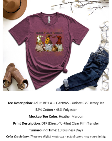 Thankful Grateful Blessed Gnomes T-Shirt Pack